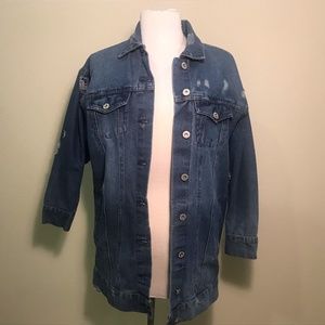 Long Distressed Jean Jacket